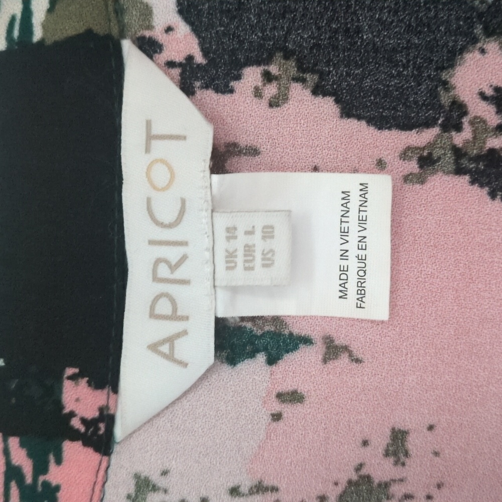 Apricot size 10 drawstring waist dress in greens, pink, and black! - Picture 2 of 8